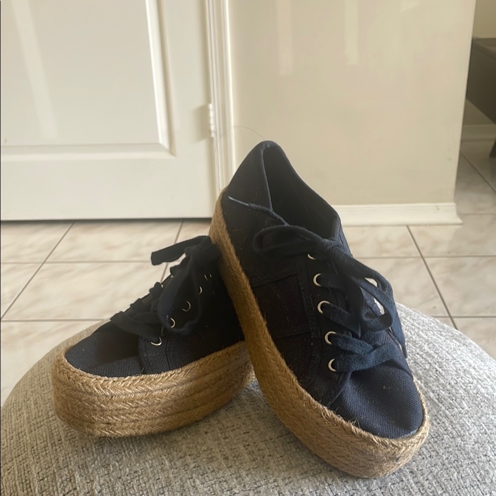 Steve Madden Black Canvas Espadrille Sneakers